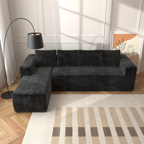 Black Corduroy Modular Sofa