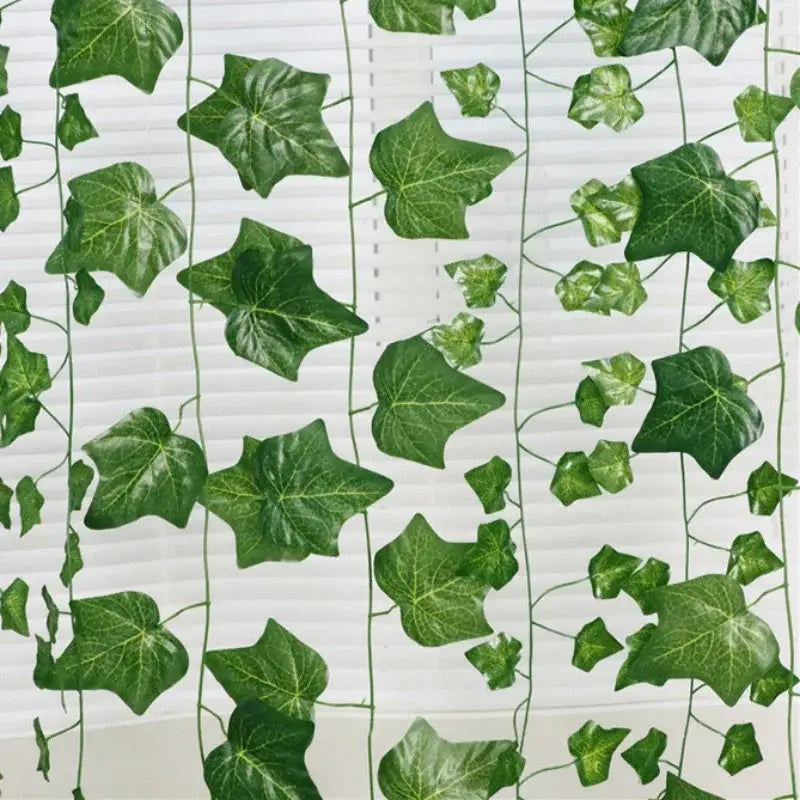 Decorbites 12pcs ivy green garland string featuring glossy artificial ivy leaves for living room decor
