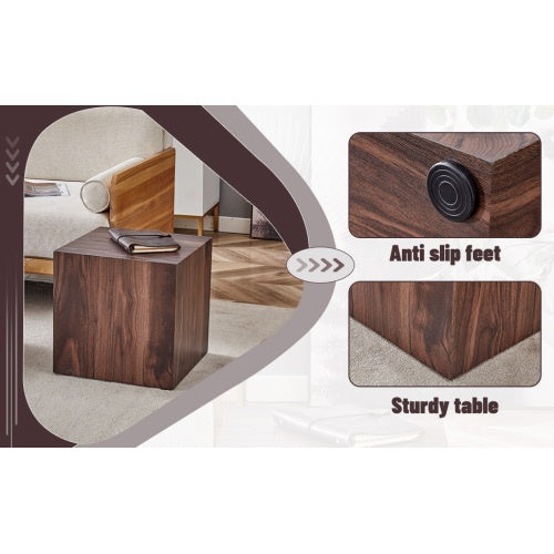 16x16x16 Inch Walnut Wood Grain MDF Coffee Table - Luxurious Design, Perfect Living Room Accent.Cube Fashion Texture Design Coffee Table, Suitable For Various Situations And Scenes