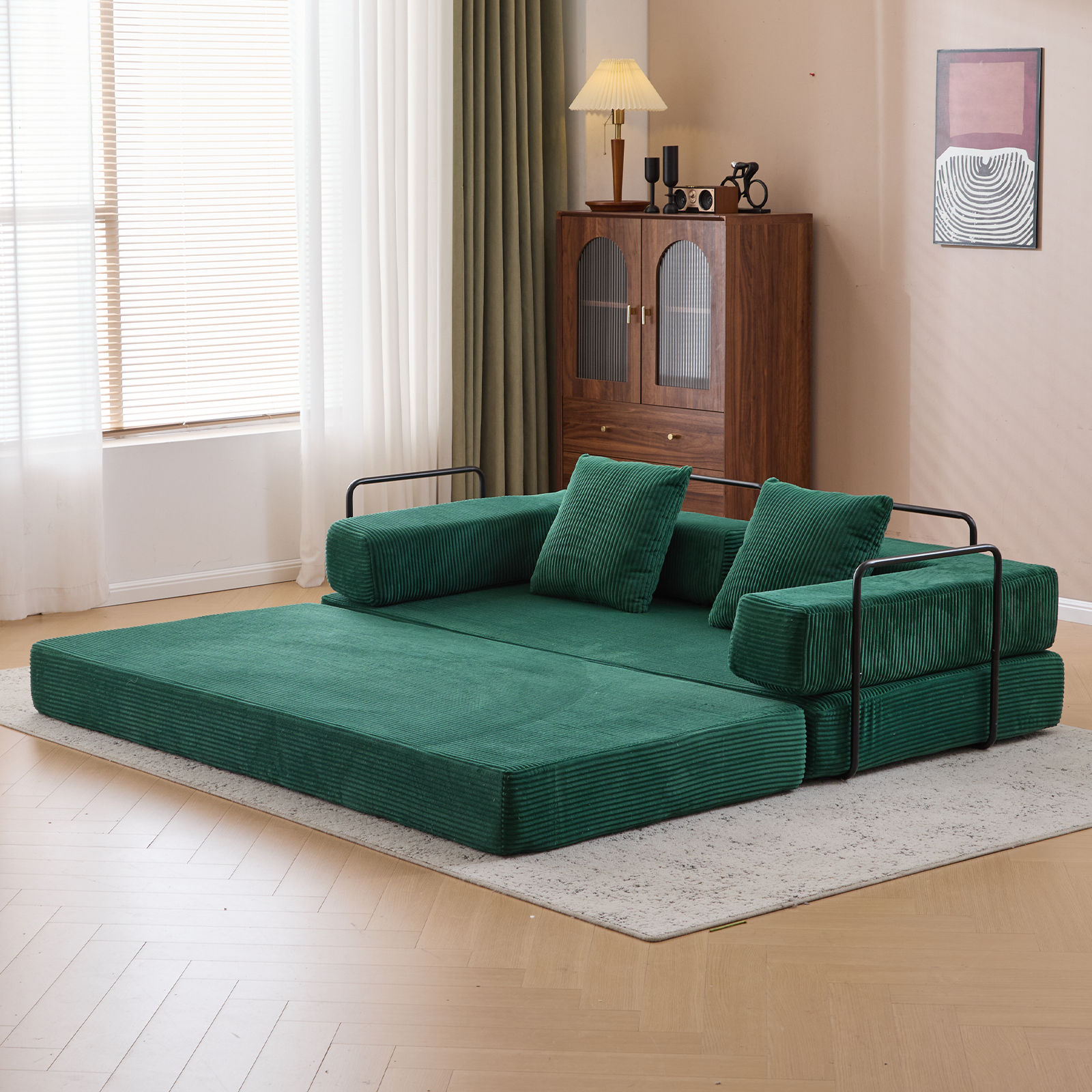 Dark Green Corduroy Sofa
