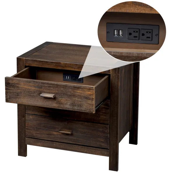 Wood Nightstand End Side Table With 3 Drawer For Living Room, Bedroom