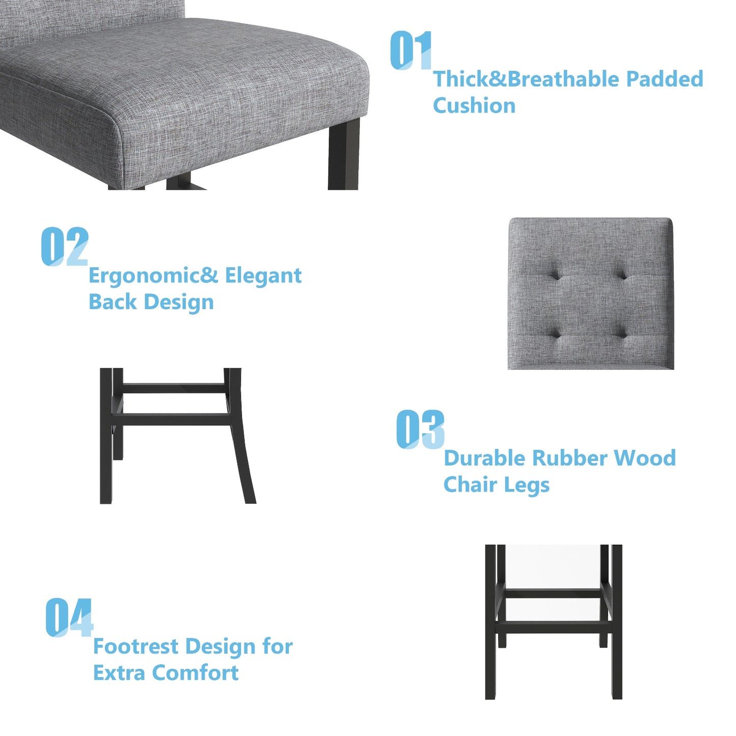 TOPMAX 5-Piece Counter Height Dining Set, Wood Table  Chairs Stools W Footrest