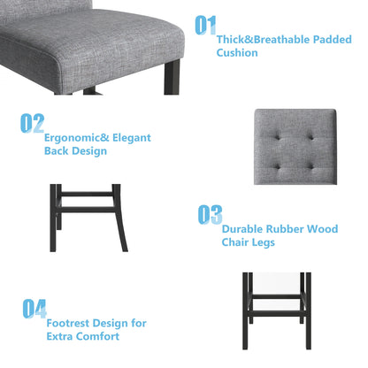 TOPMAX 5-Piece Counter Height Dining Set, Wood Table  Chairs Stools W Footrest