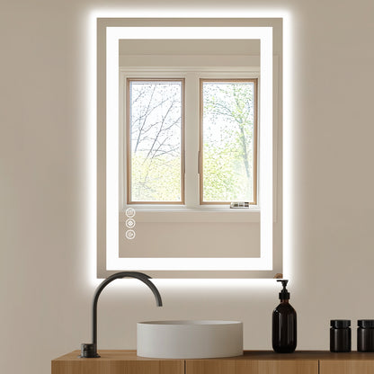 Anti-fog LED Bathroom Mirror With Dual Light Source And Three Lighting Modes