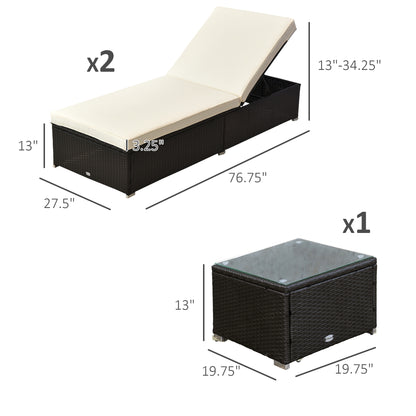 Chaise Lounge Chair Set of 2 with 5 Angle Backrest