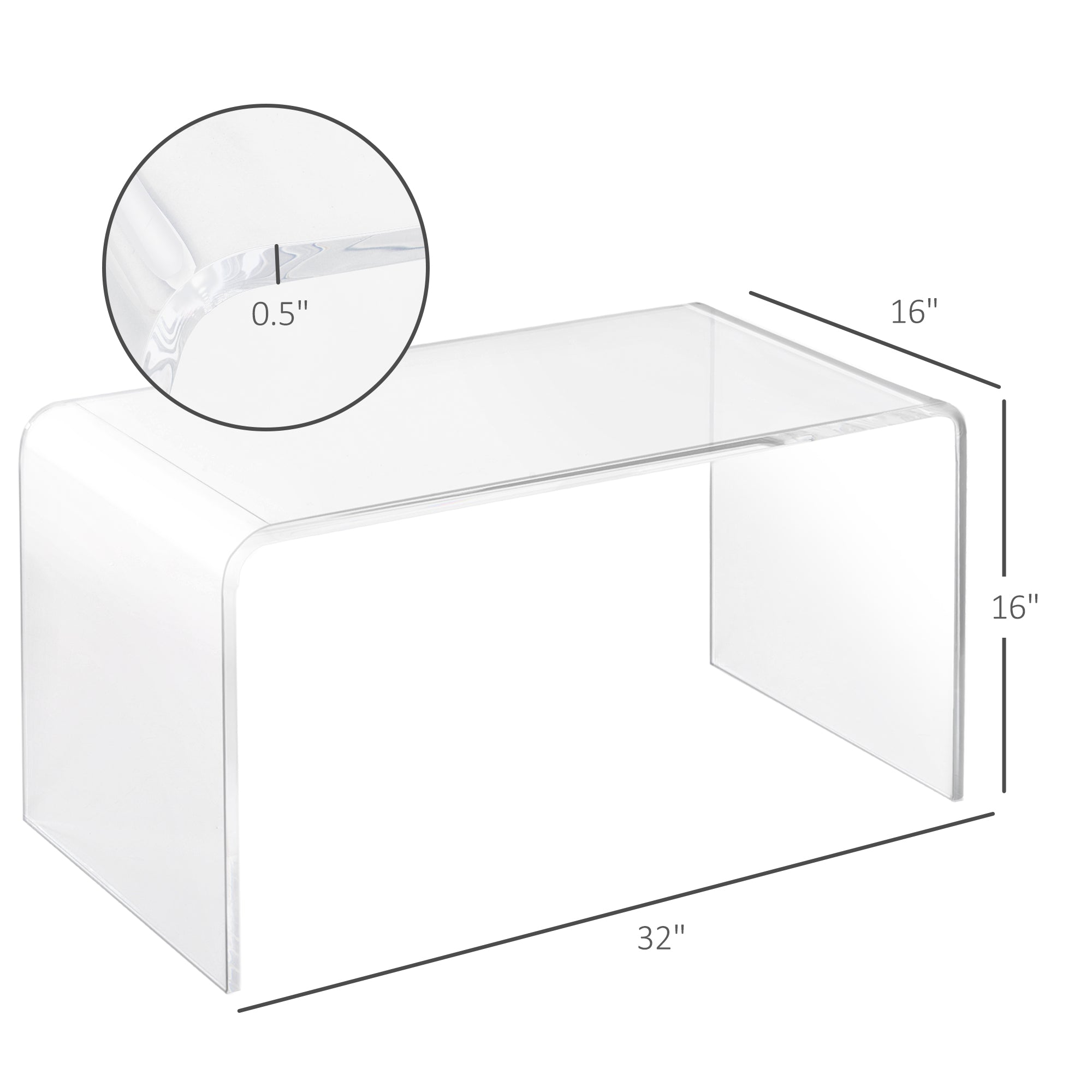 Clear Acrylic C-Shape Table