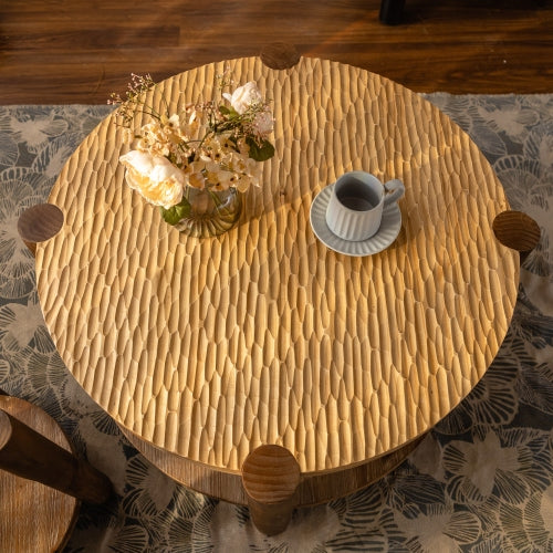 Wood Mid Century Coffee Table Two-Tier Storage