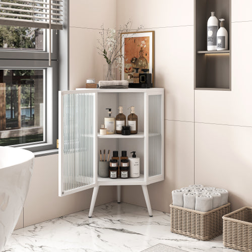 White Conical Glass Cabinet