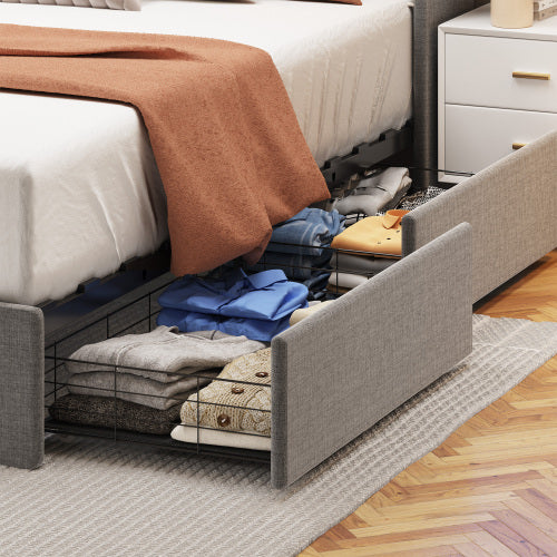 Light Grey Upholstered Bed