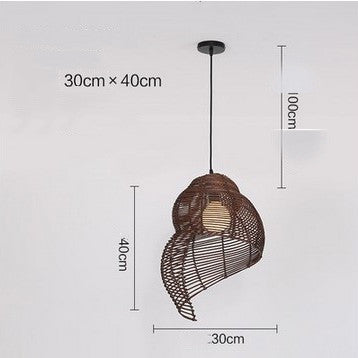 Rattan Snail Pendant Light