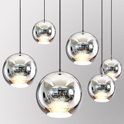 Cafe Mirror Space Electroplating Glass Chandelier Decoration Round Glass Chandelier