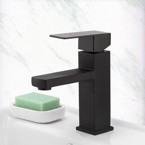 Stainless Steel Black Washbasin Faucet Square Height Single Hole Basin Faucet