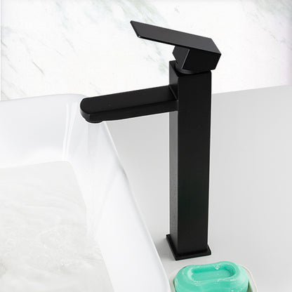 Stainless Steel Black Washbasin Faucet Square Height Single Hole Basin Faucet