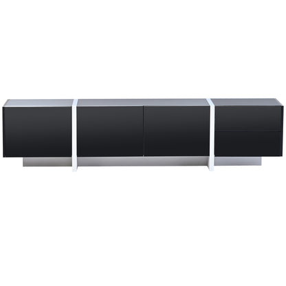 Contemporary White & Black TV Stand, Unique Style Console For TVs