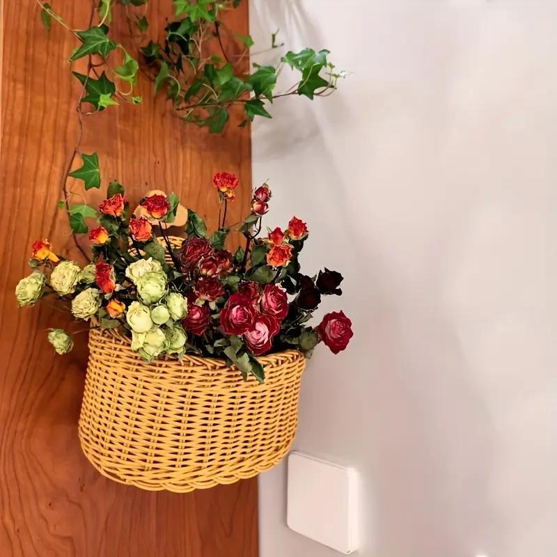 Three-piece Set Of Imitation Rattan Wall-mounted Storage Baskets And Plastic Woven Hanging Baskets