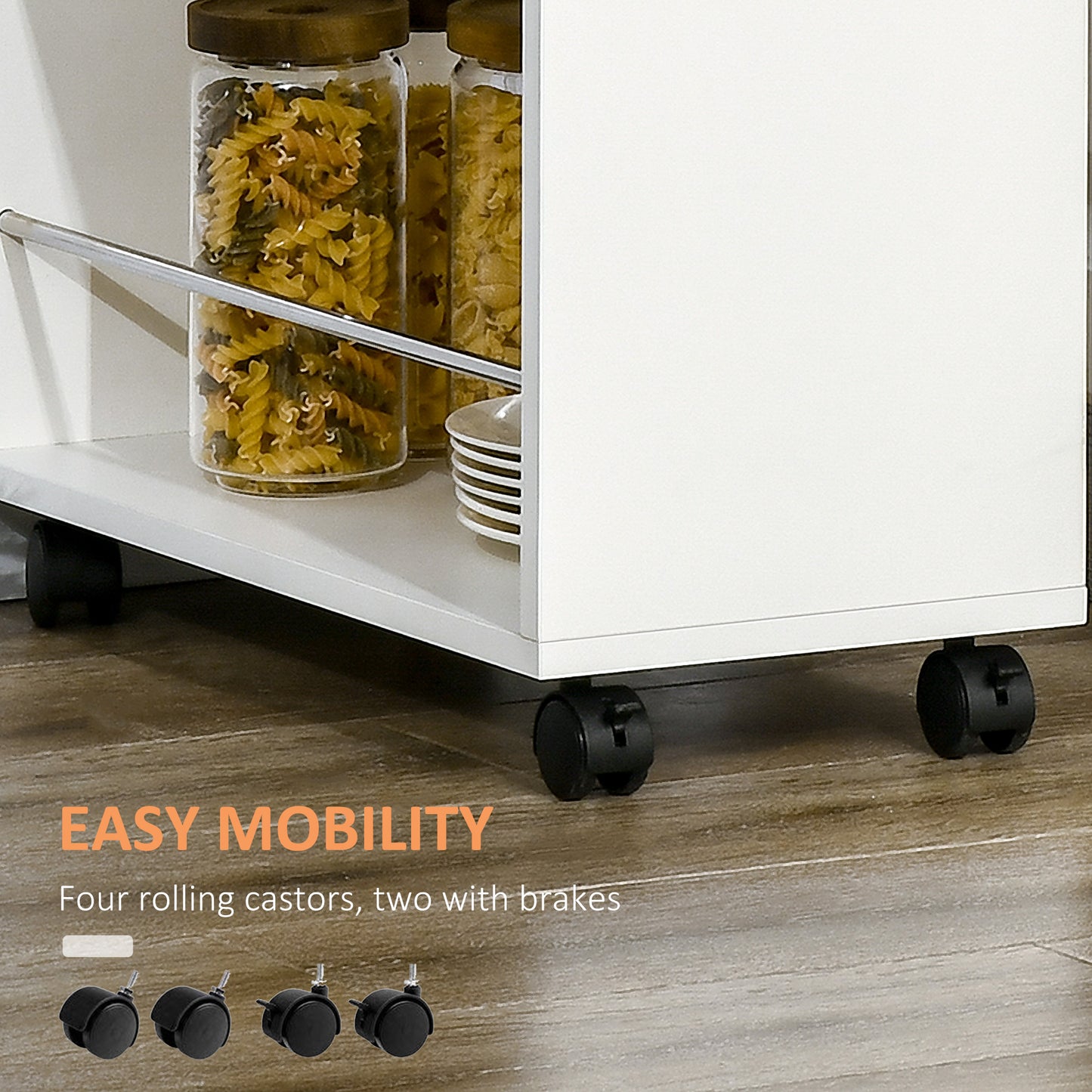 6.25" x 20.5" x 28.25" Rolling Narrow Bathroom Side Storage Cabinet