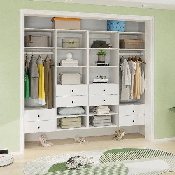 White Wall Mounted Closet Organizer With Shelves