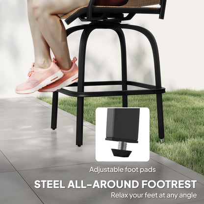 Set of 2 Outdoor Swivel Bar Stools with Armrests