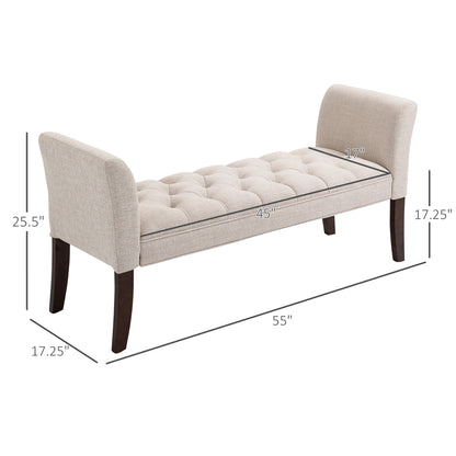 Upholstered Bedroom Bench with Button Tufted Design