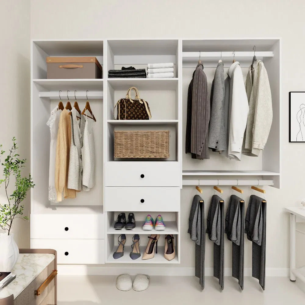 Freestanding White Wardrobe Closet