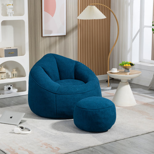 Gray Foam Bean Bag Blue Reading Lounge Style