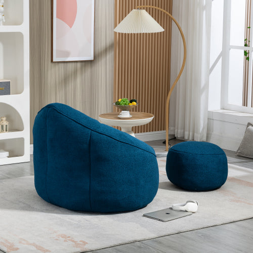 Gray Foam Bean Bag Blue Reading Lounge Style
