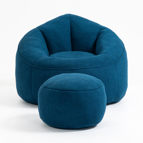Gray Foam Bean Bag Blue Reading Lounge Style