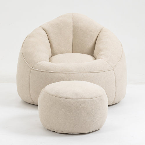 Foam Bean Bag Sofa Chair Beige Bedroom Style
