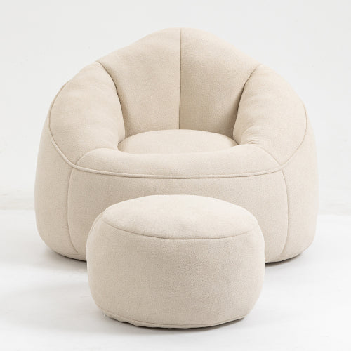 Foam Bean Bag Sofa Chair Beige Bedroom Style