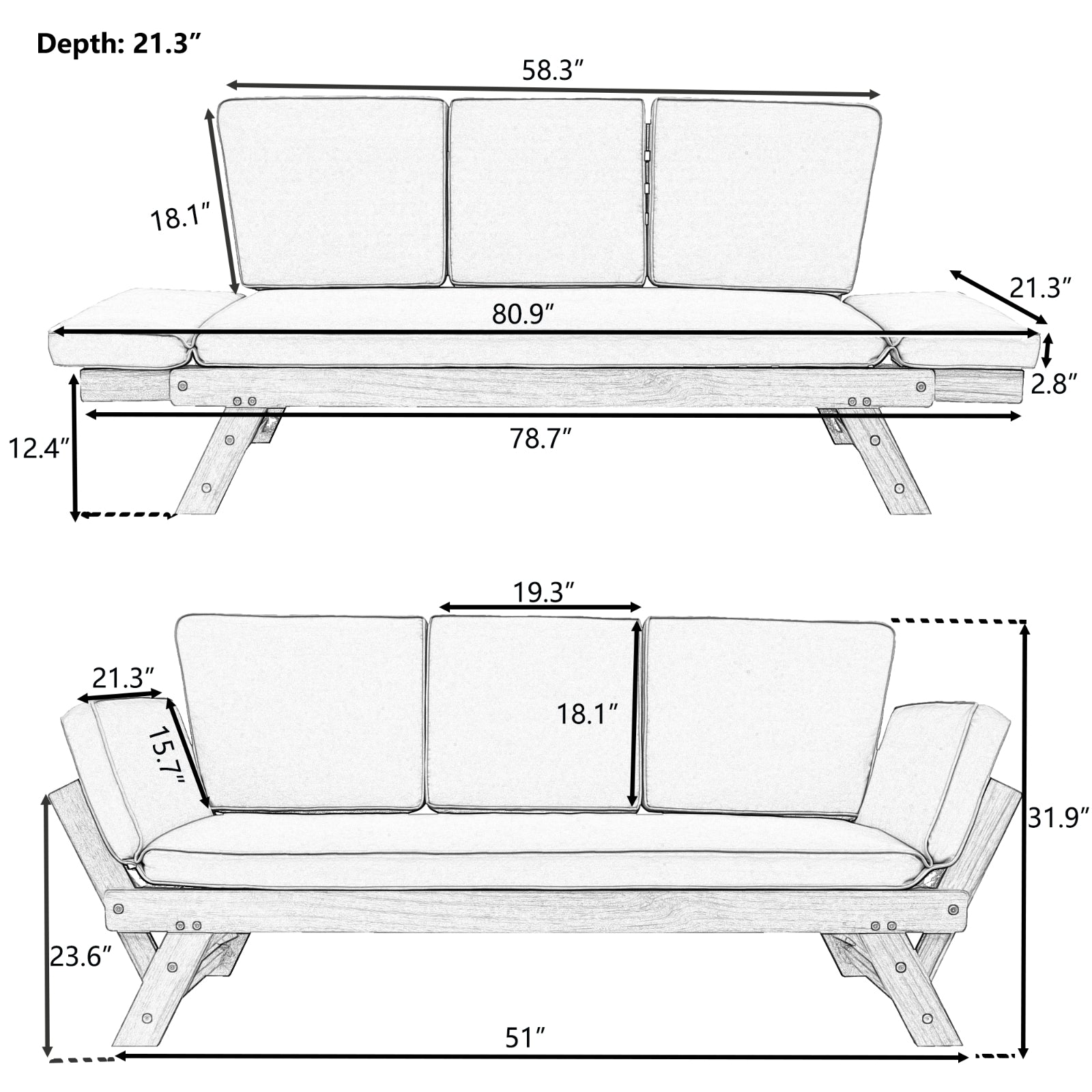 Beige Outdoor Daybed Sofa
