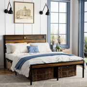 Brown LED Headboard Bed