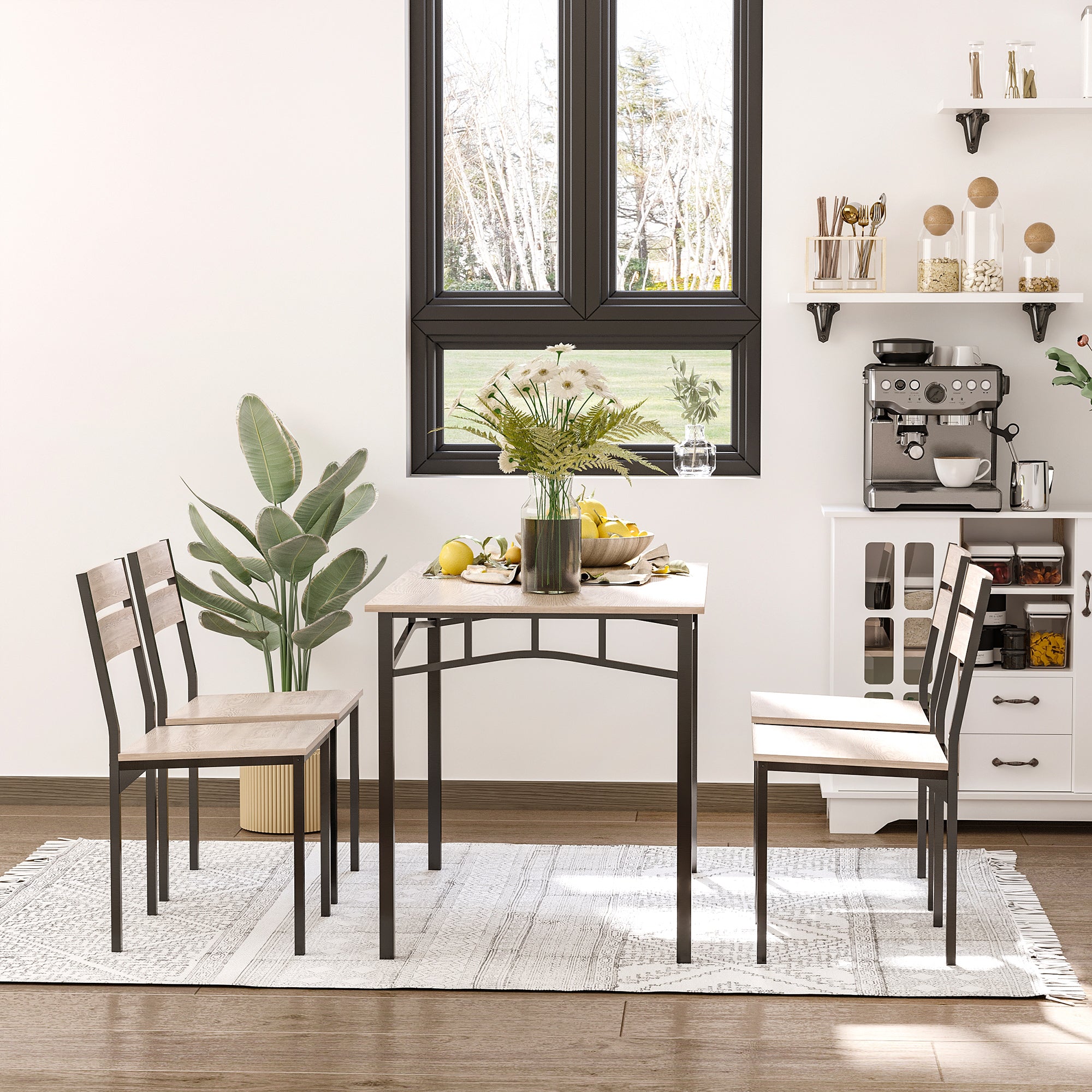 Brown Industrial Dining Set