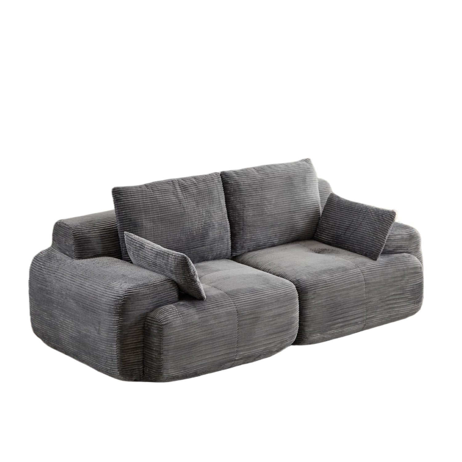 Grey Corduroy Loveseat Sofa