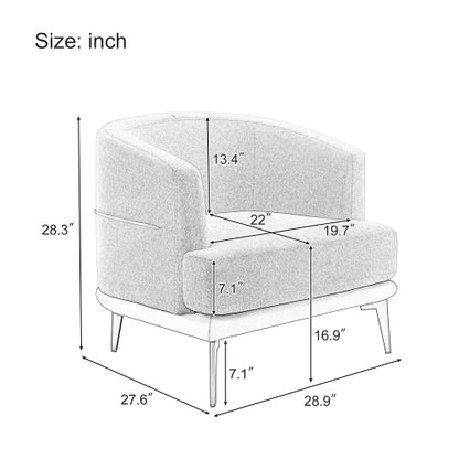 Modern Two-tone Barrel Fabric Chair, Upholstered Round Armchair For Living Room Bedroom Reading Room, Mustard Green