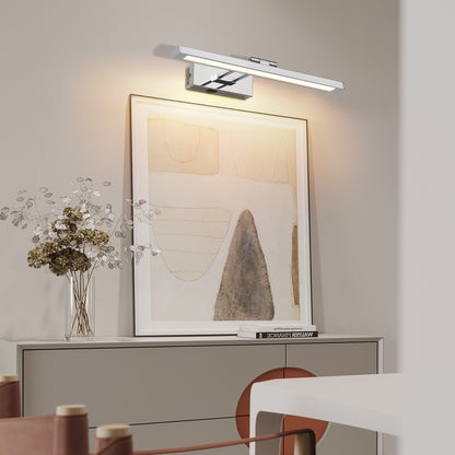 Battery Picture Light, 16 Inch Wireless Picture Light For Painting With Remote,Full Metal Rechargeable Art Light,Wall Sconce Display Lighting For Portrait, Photo Frame,Gallery, -Chrome