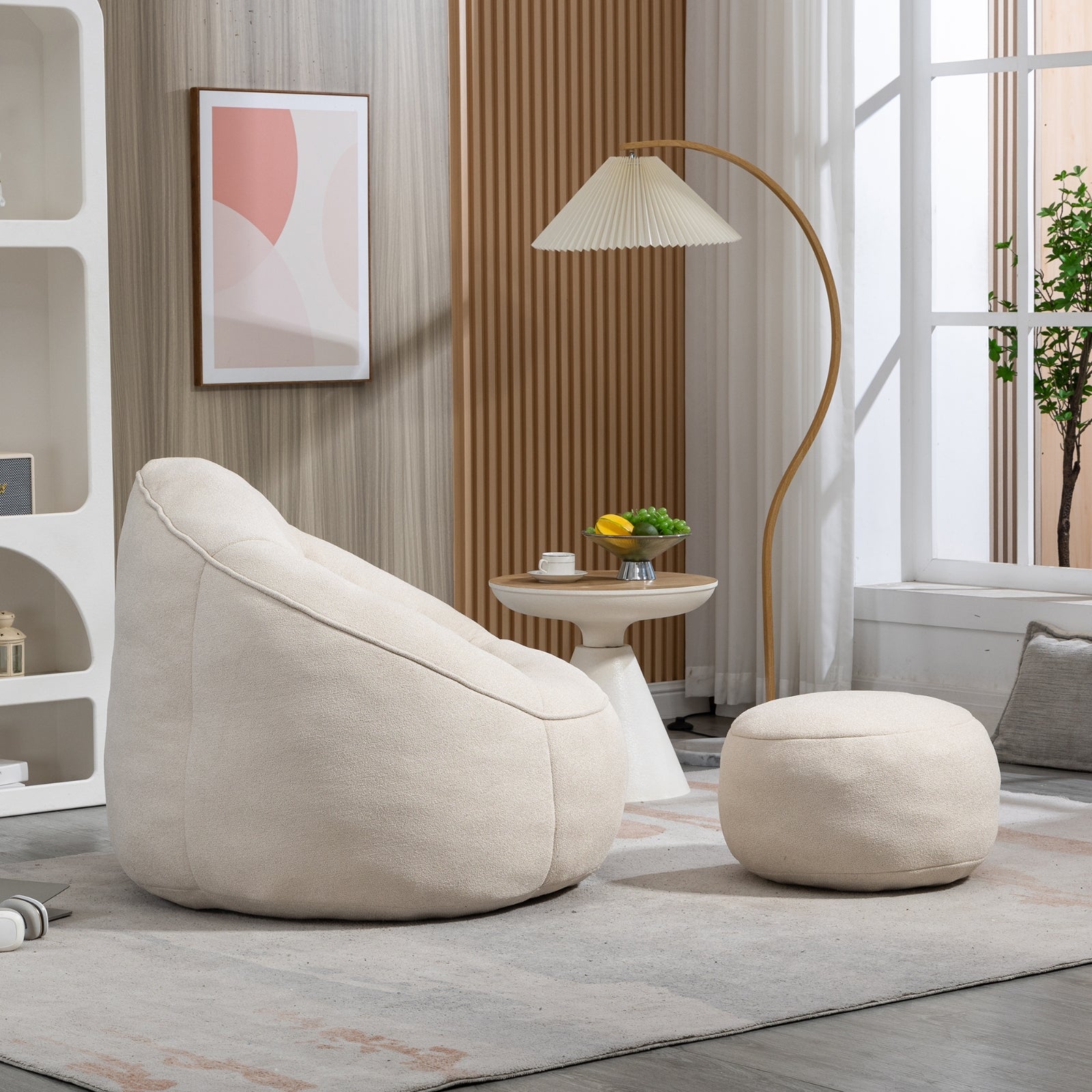 Gray Foam Bean Bag Beige High-Pressure Foam