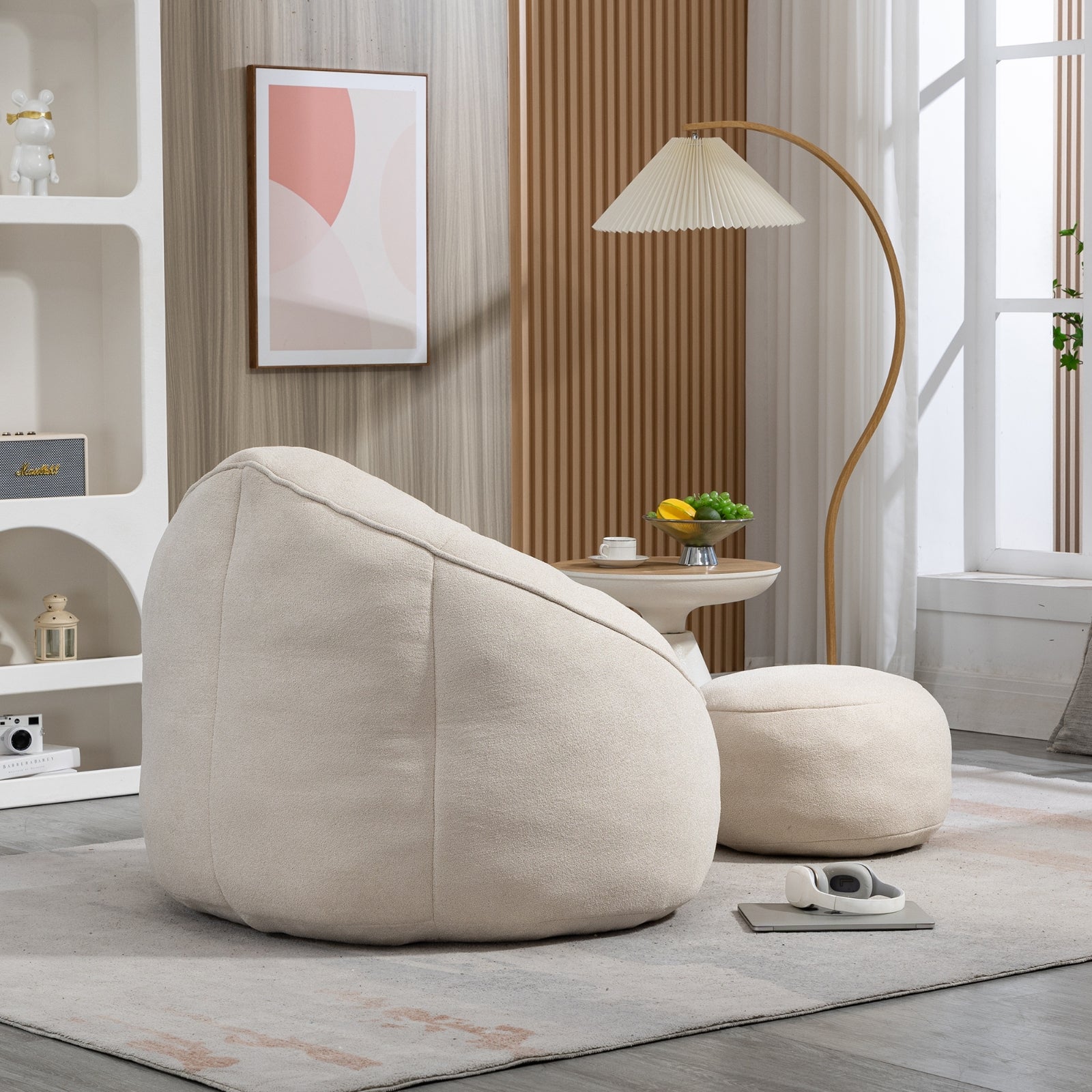 Gray Foam Bean Bag Beige High-Pressure Foam