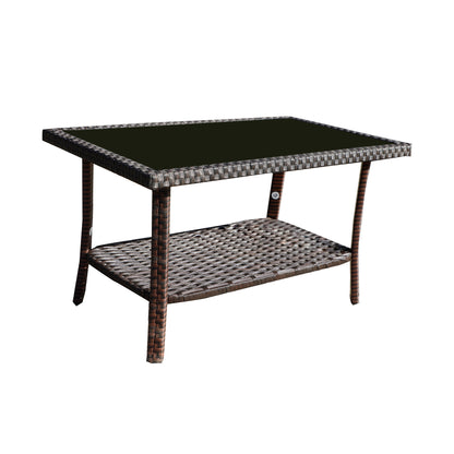 Four-Piece Sofa Set Table With Sofa Chair PE Rattan Outdoor Furniture W3152P269436 Box1 With Sapphire Blue Color Cushion