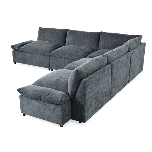 Gray Sectional Sofa Hidden Storage Dark Gray