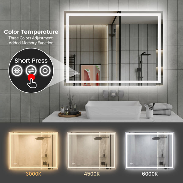 48 Inch X 36 Inch LED Bathroom Mirror