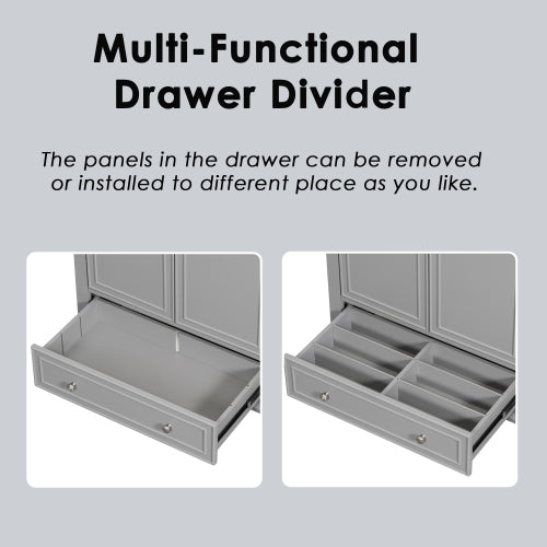 30 Bathroom Vanity With Sink Combo, Multi-functional Bathroom Cabinet With Doors And Drawer, Solid Frame And MDF Board, Grey