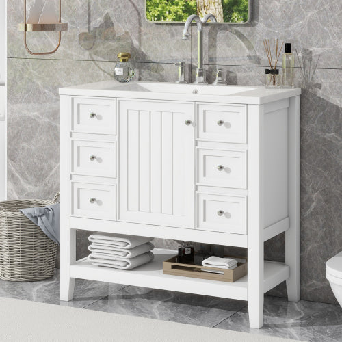 Wooden Three-Drawer Vanity Sink