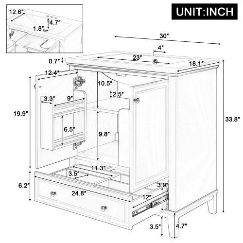 Wooden Three-Drawer Vanity Sink