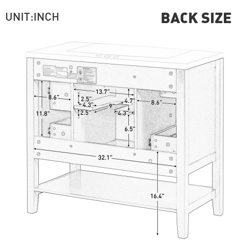 Wooden Three-Drawer Vanity Sink