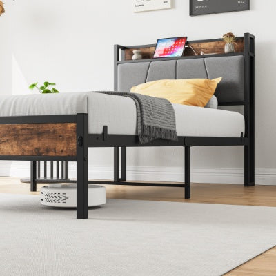 Black Metal Storage Bed
