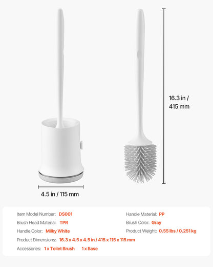 Toilet Brush And Holder Set With PP Handle For Bathroom Deep Cleaning