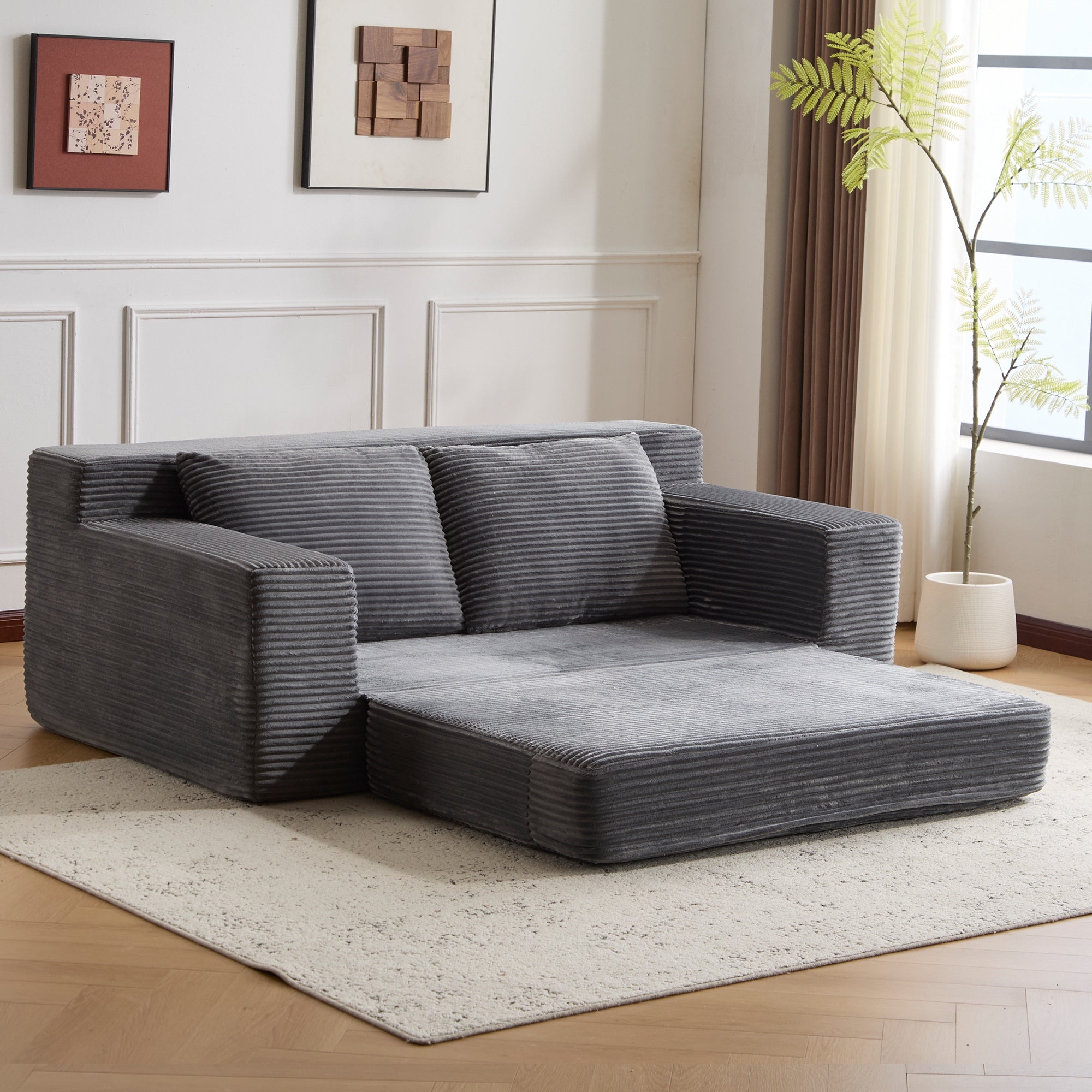 White Corduroy Loveseat