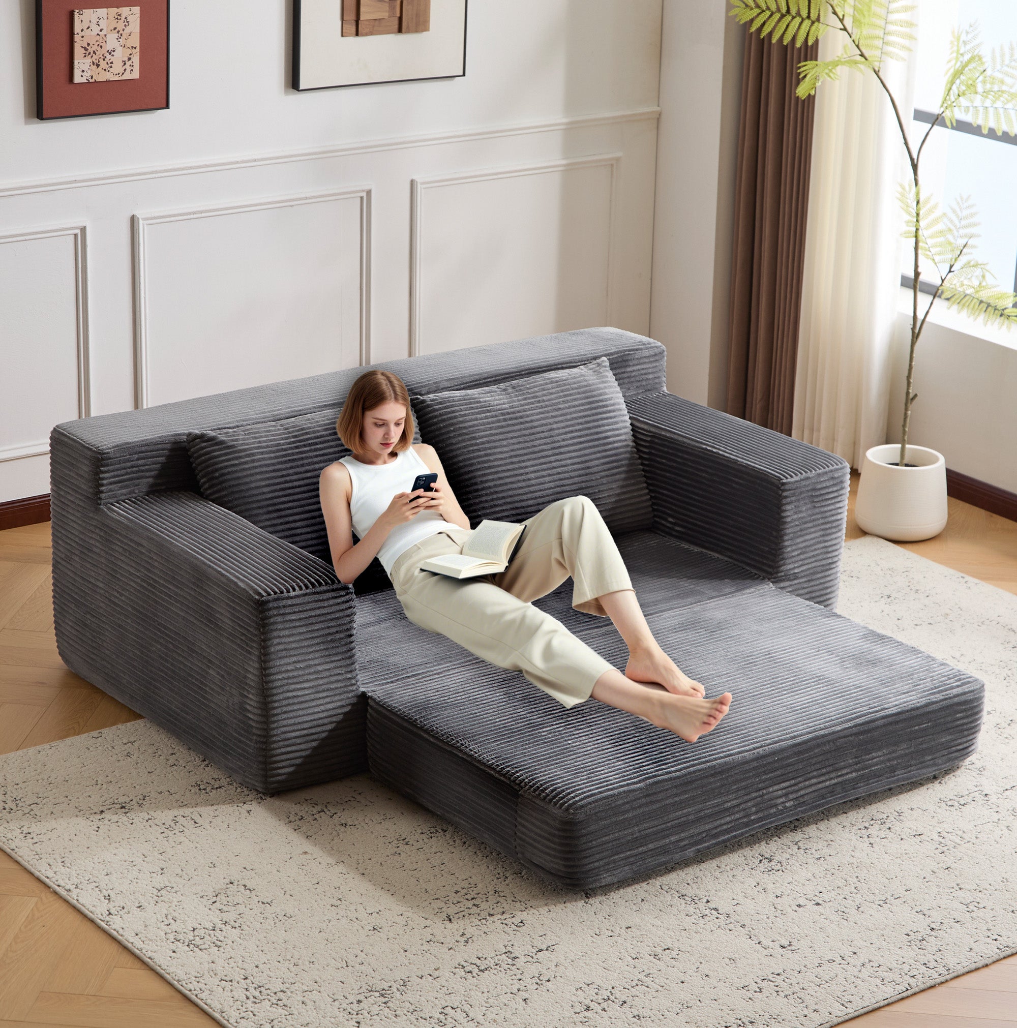 White Corduroy Loveseat
