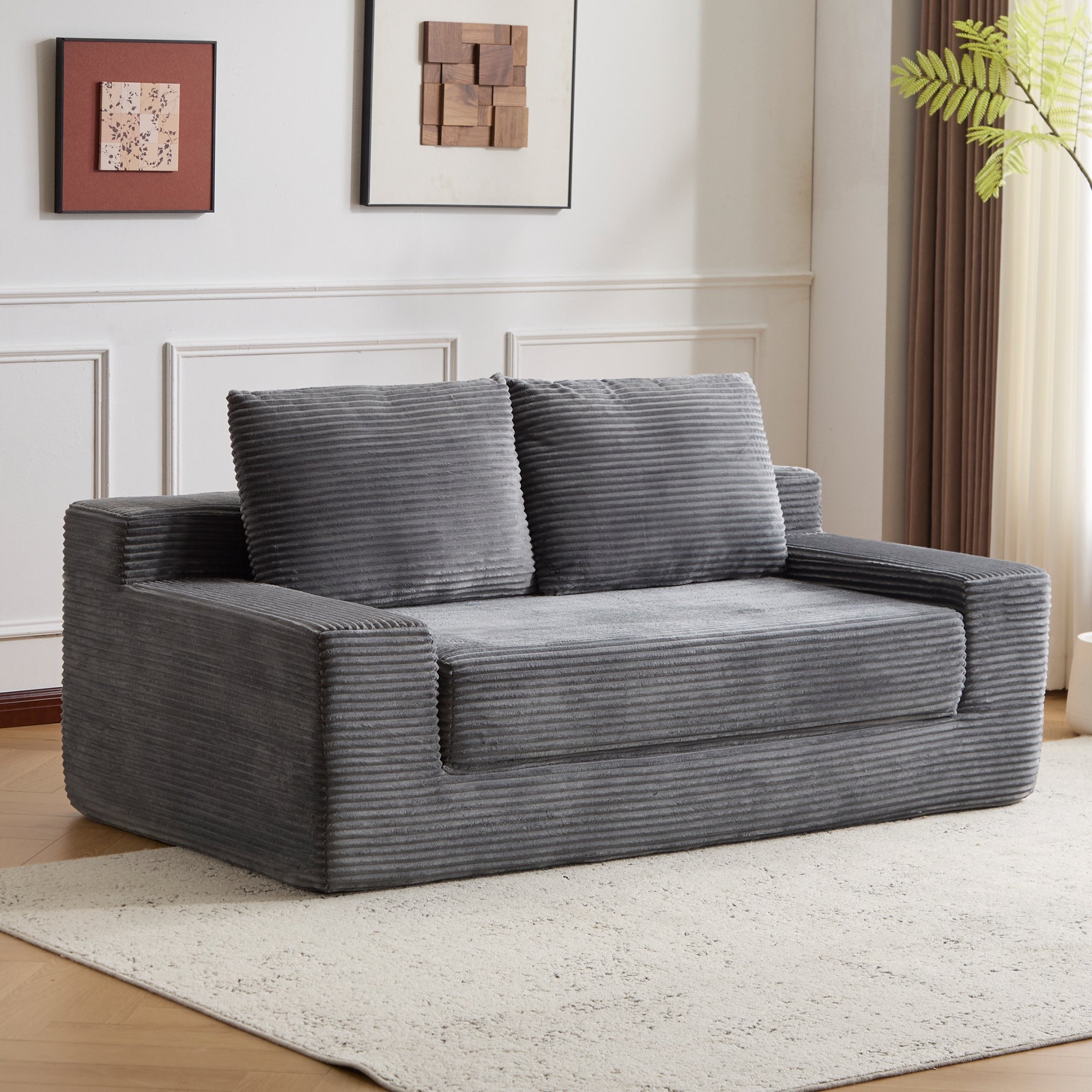 White Corduroy Loveseat
