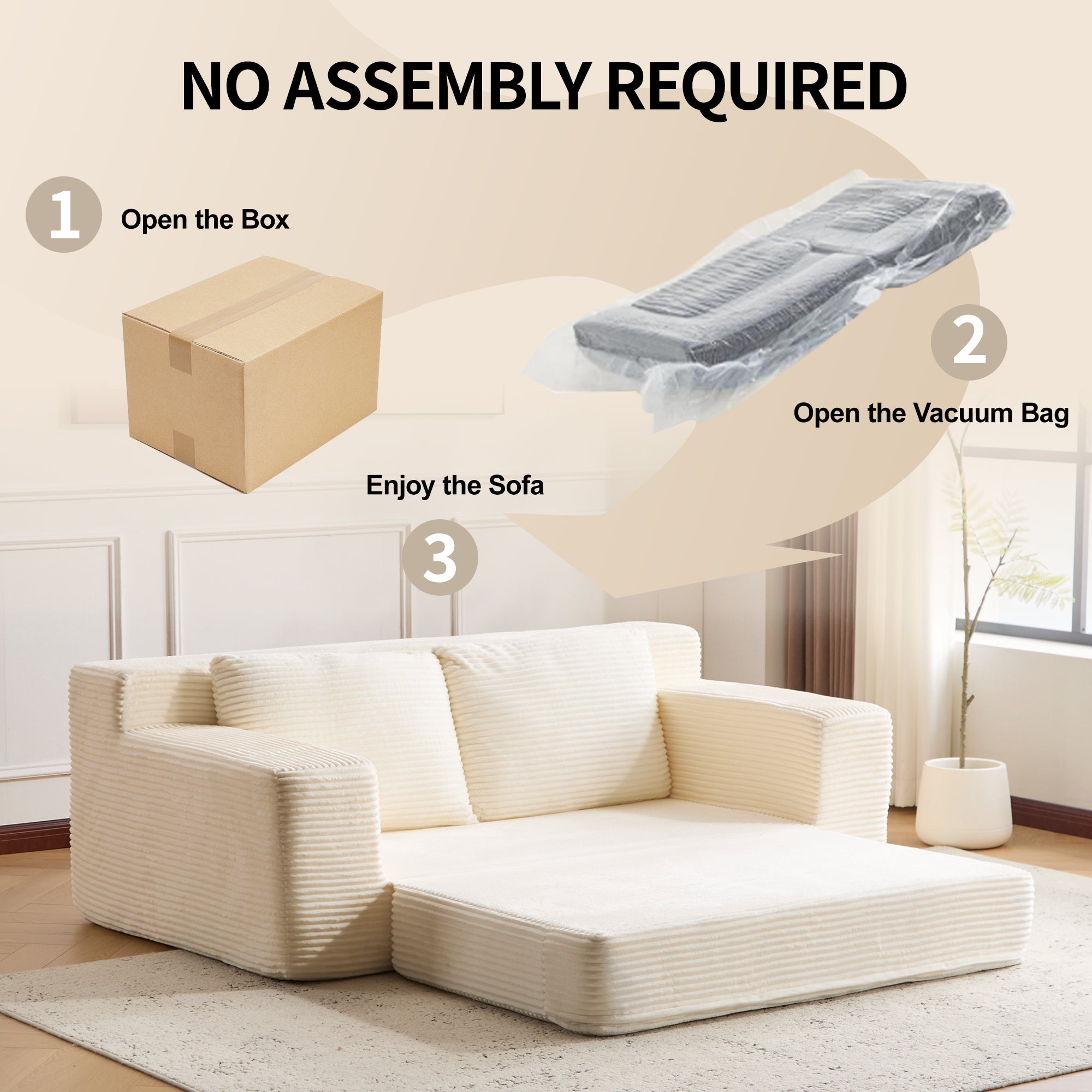 White Corduroy Loveseat Sofa